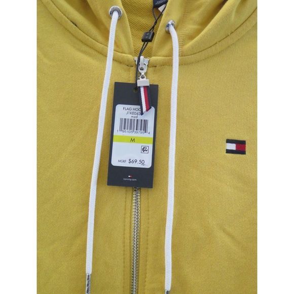 Tommy Hilfiger J1KE0434 Women's Sz M Yellow/Gray Full Zip Colorblock Hoodie $70 - Picture 3 of 8